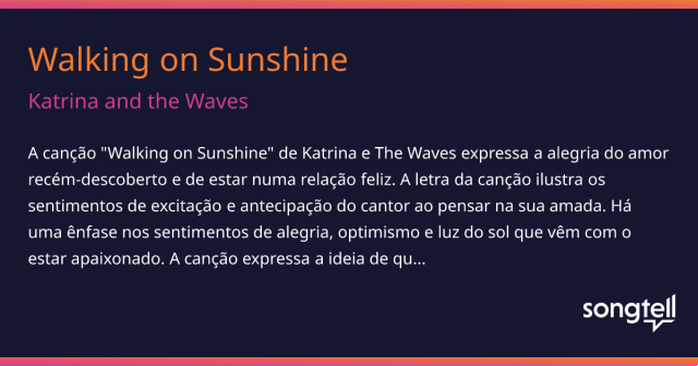 significado de la canción: walking on sunshine de katrina and the waves