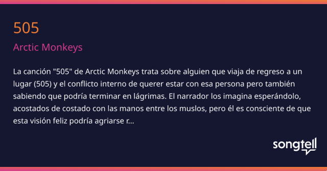 significado de la canción: 505 de arctic monkeys